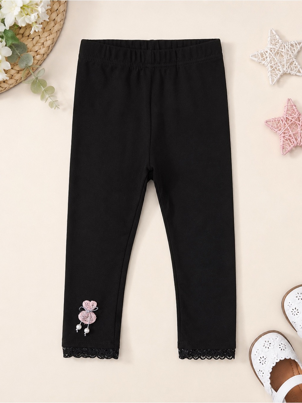 Amazon Black Girls' Leggings with Pink Bow Accent